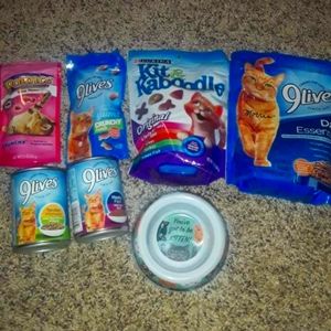 Cat Food Sampler Bundle Starter Pack w/ Food Bowl